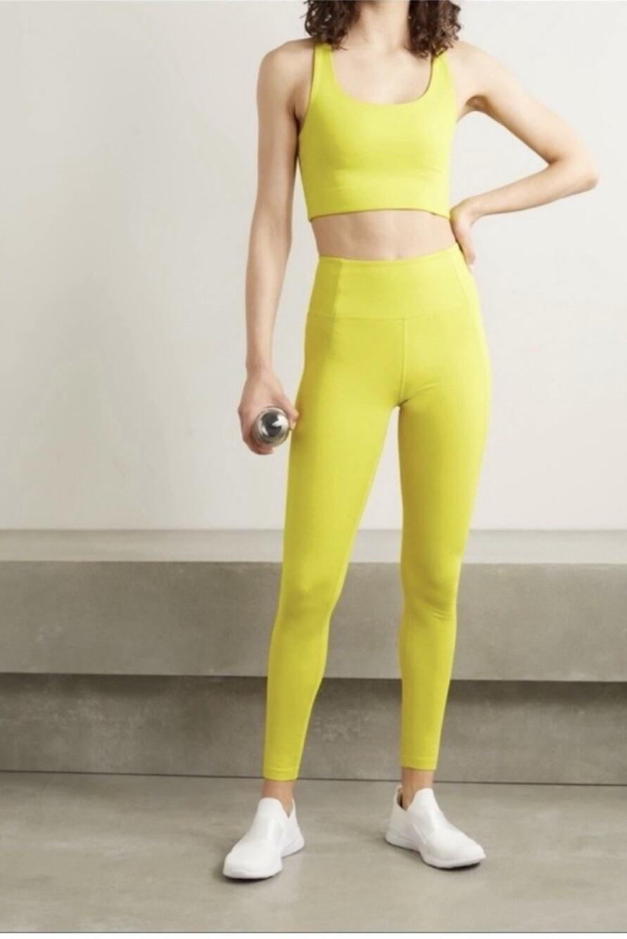 Girlfriend Collective Chartreuse Set Leggings + Top Size M Clean Girl Aesthetic